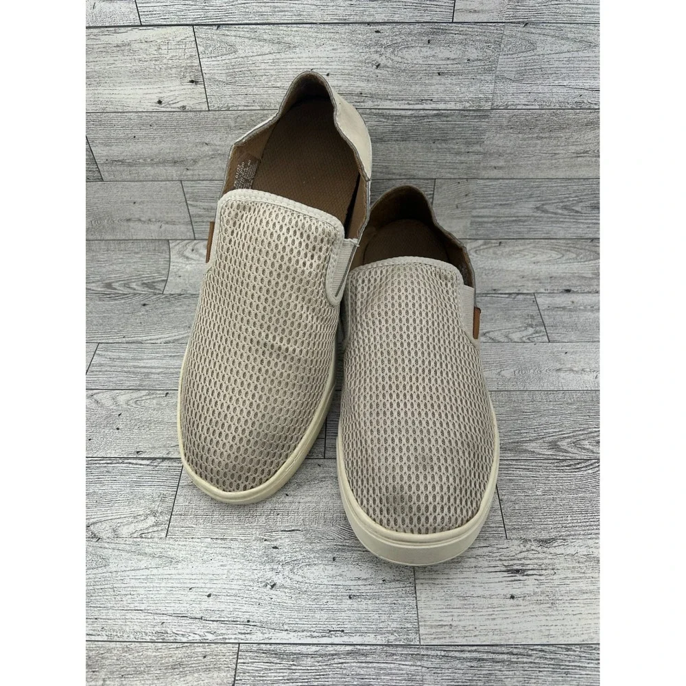 OluKai Pehuea Women's Slip On Sneakers Mesh Tan Leather Size US W10‎ EUR 40